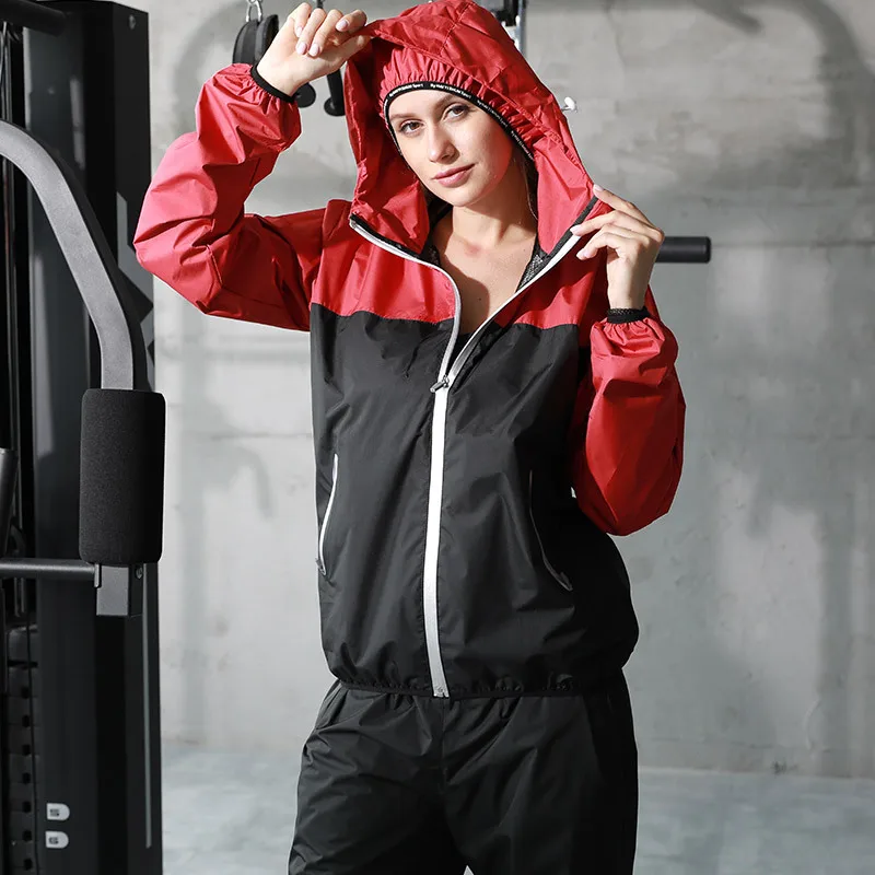 RAD Sauna Suit Men Women Weight Loss Jacket Pant Gym Workout Sweat Suits  with Hood