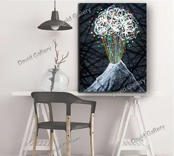 

hand painted graffiti popular art abstract oil painting Wall art balloon and girl pictures painted for bedroom Home Decor