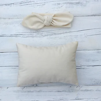

Photography Pillow Newborn Velvet Accessories Cute Posing Backdrop Gift Baby Photo Prop Set DIY Hand Washing Knot Bow Headband