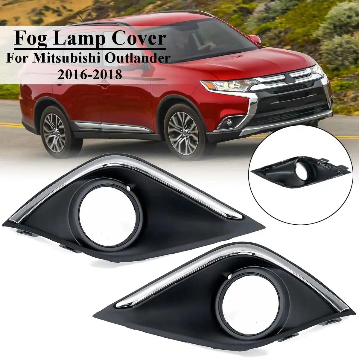 

2Pcs Car Front Bumper Fog Light Cover Grill For Mitsubishi Outlander 2016 2017 2018 Driving Lamp Hood Protection Trim Decoration