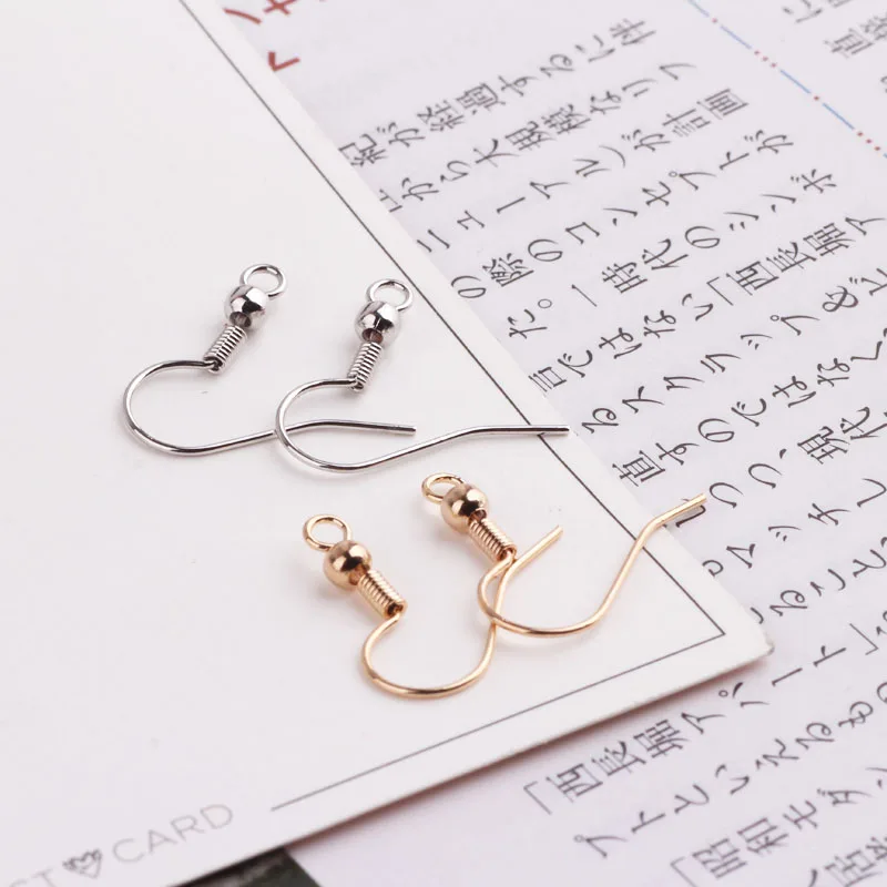 

50pcs diy basic earring accessories copper plated 18k genuine gold with pearl spring earring material wholesale