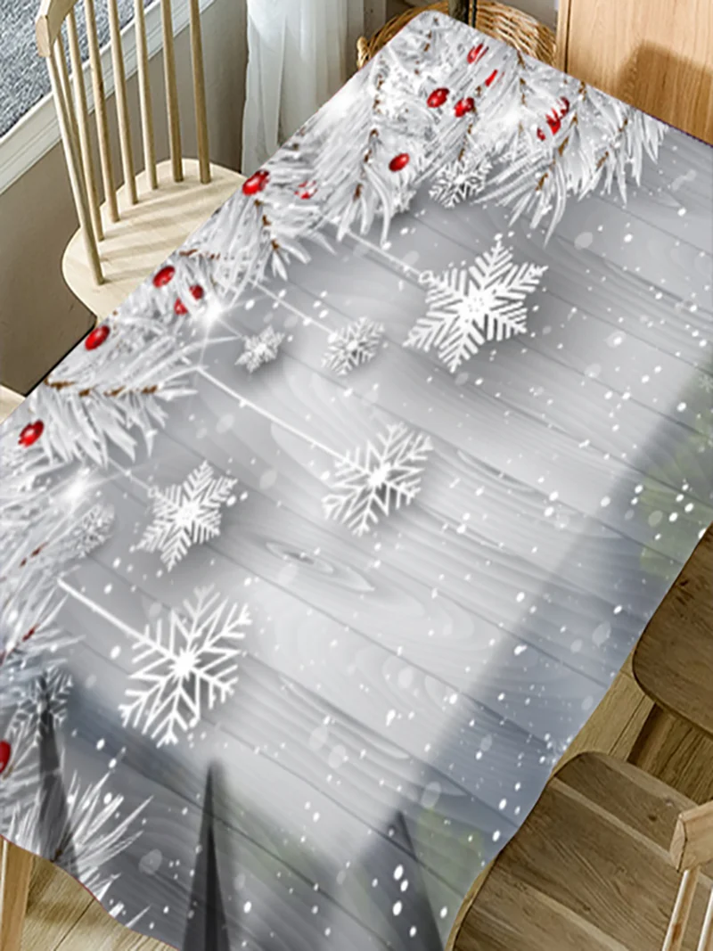 Cena LANGRIA boże narodzenie śnieżynka ozdoby druku wodoodporny obrus ozdobne rysunki prostokąt poliester świąteczny obrus