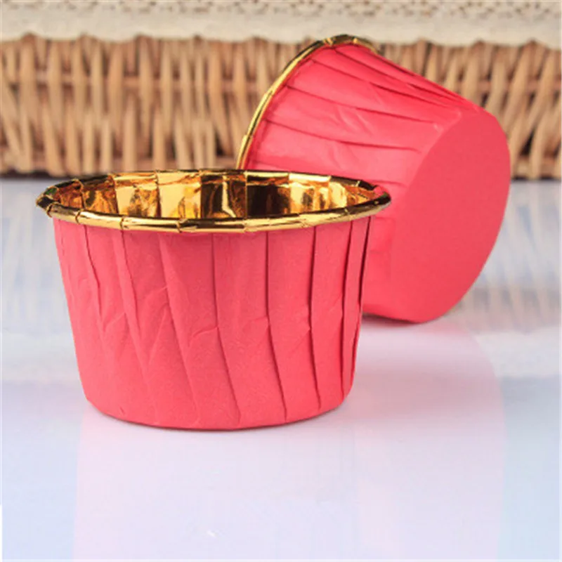 Алюминиевая фольга розовый золотой кекс бумажные Чехлы маслостойкие Кекс лайнер для выпечки чашки свадебные Caissette Кекс Маффин Обертка Бумага