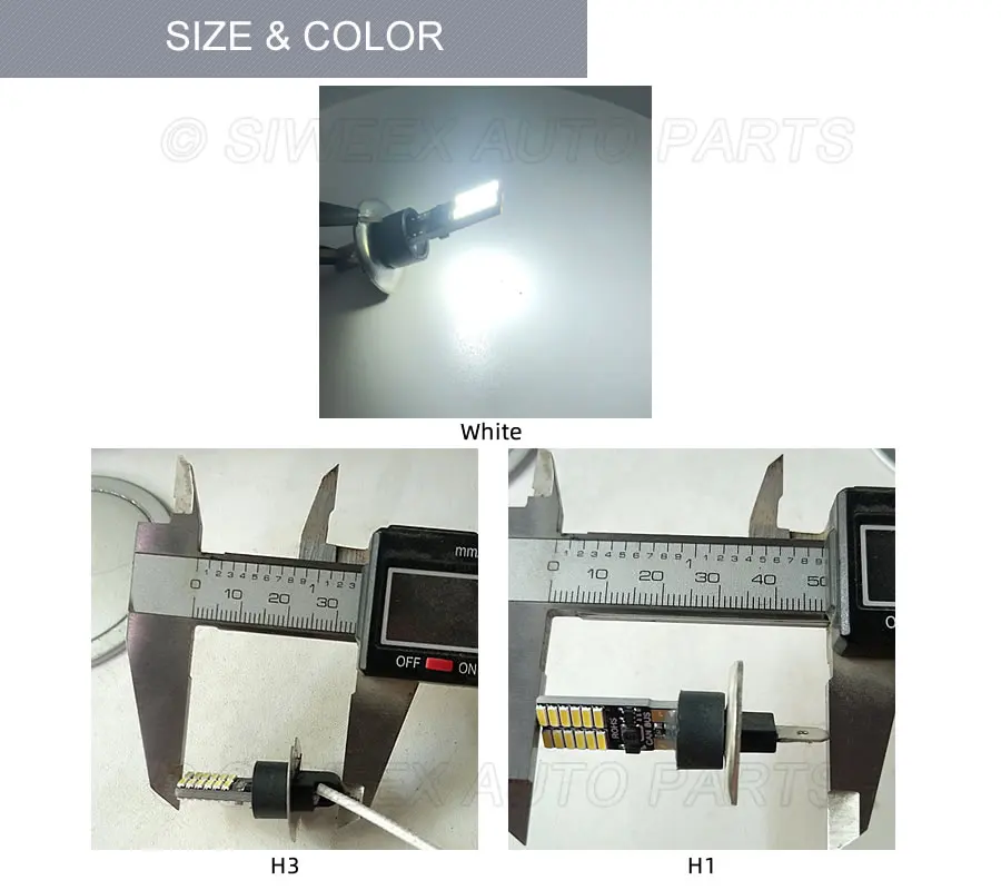 1Pcs H1 H3 Car LED Bulb P14.5S 24 4014 SMD Auto Turn Signal DRL Driving Daytime Running Lights White DC 12V Automobiles Fog Lamp