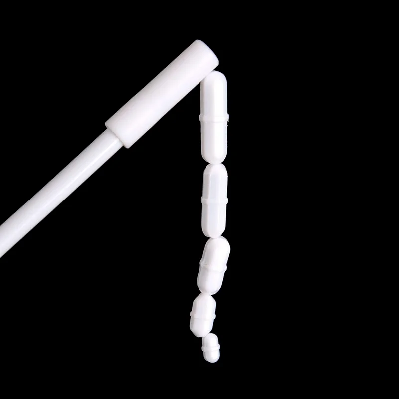 7 Pieces PTFE Magnetic Stirrer Mixer Stir Bar And 11.8" Magnetic Stir Bar Retriever, White