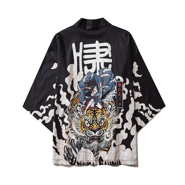 Bebovizi Japanese Style Cat Samurai Kimono Streetwear Men Women Cardigan Japan Harajuku Anime Robe Anime Clothes 2020 Summer 6038