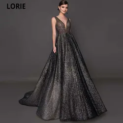 LORIE Long Bling Sequin Deep V-neck Evening Dresses 2021 Sexy Backless Sleeveless Vestidos De Fiesta Formal Evening Party Gowns