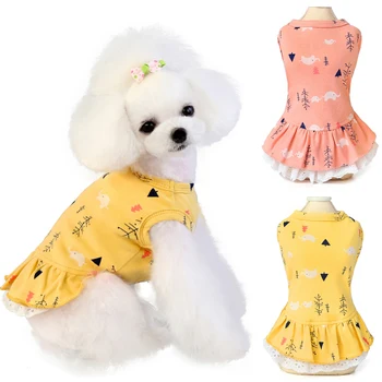 

Pet Skirt Cat Dog Dress Summer Cotton Elephant Printed Pet Clothes For Small Dogs Yorkies Chihuahua Dresses Puppy Clothing