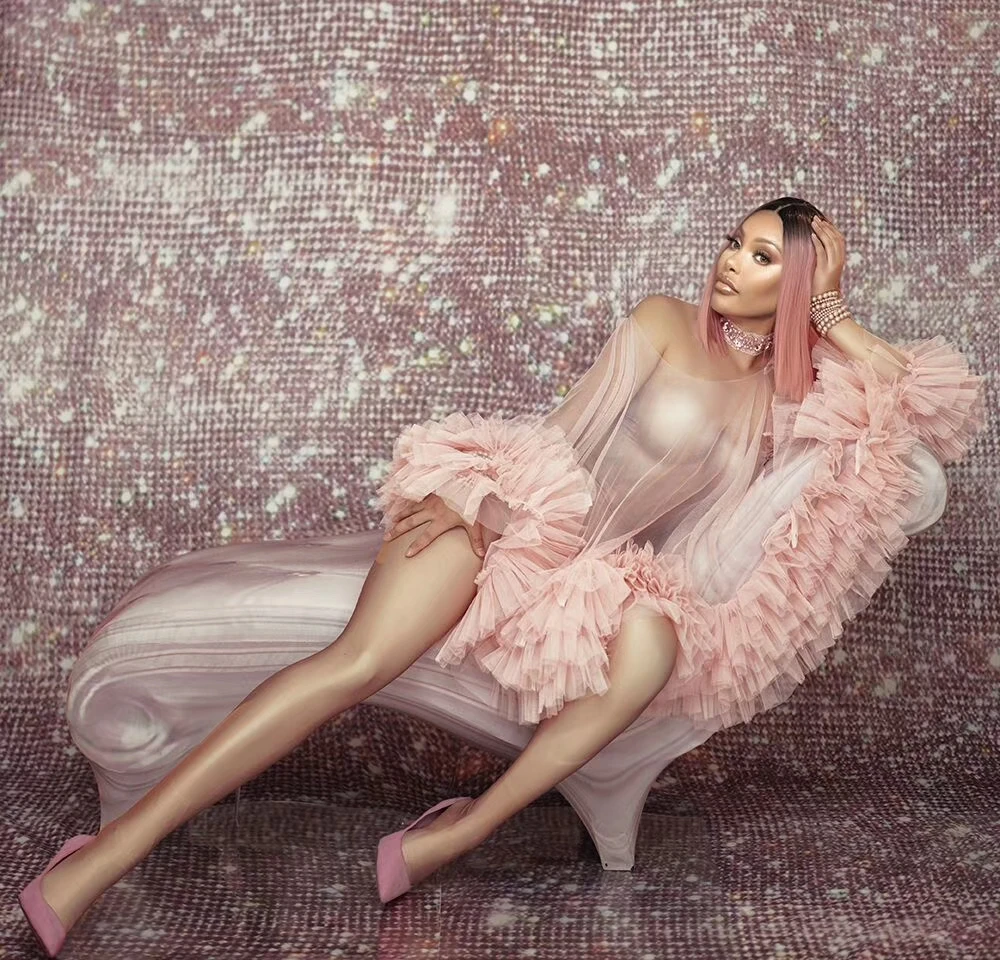 

Women Perspective Voile Pink Short Dress Bar Nightclub Party Dance Outfit Sexy Stage Wear Singer Dancer See-through Mini Dress