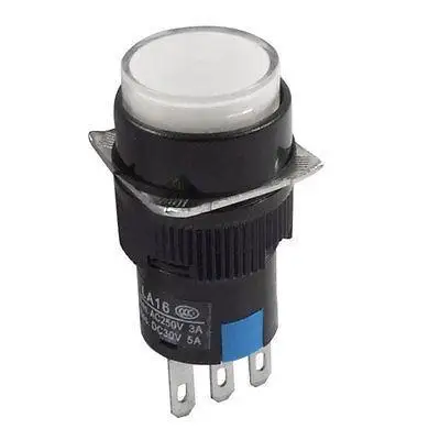 

AC 250V 3A Momentary NO NC 3 Terminals White Push Button Switch