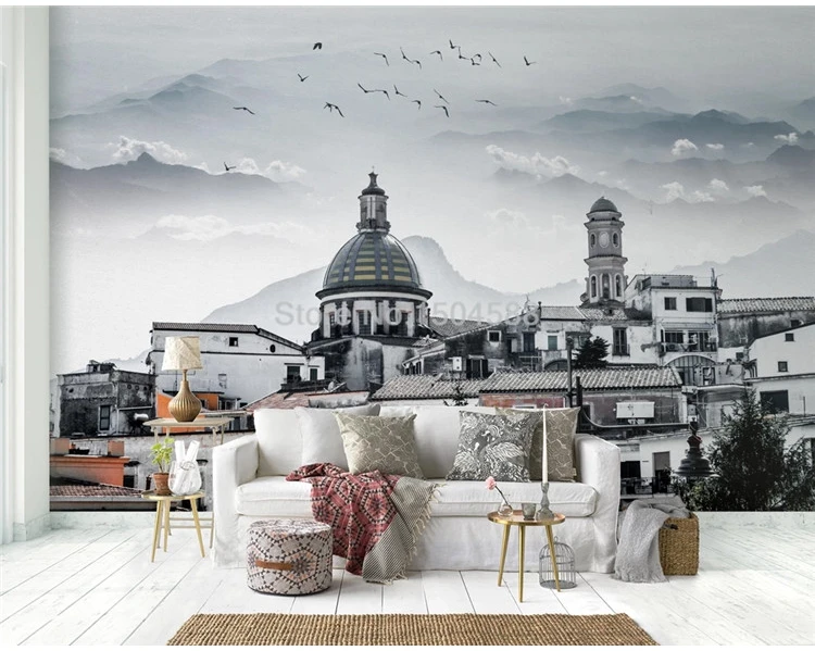 3D Wallpaper European Style Building Churches Landscape Photo Murals Living Room TV Sofa Bedroom Background Wall Painting Fresco