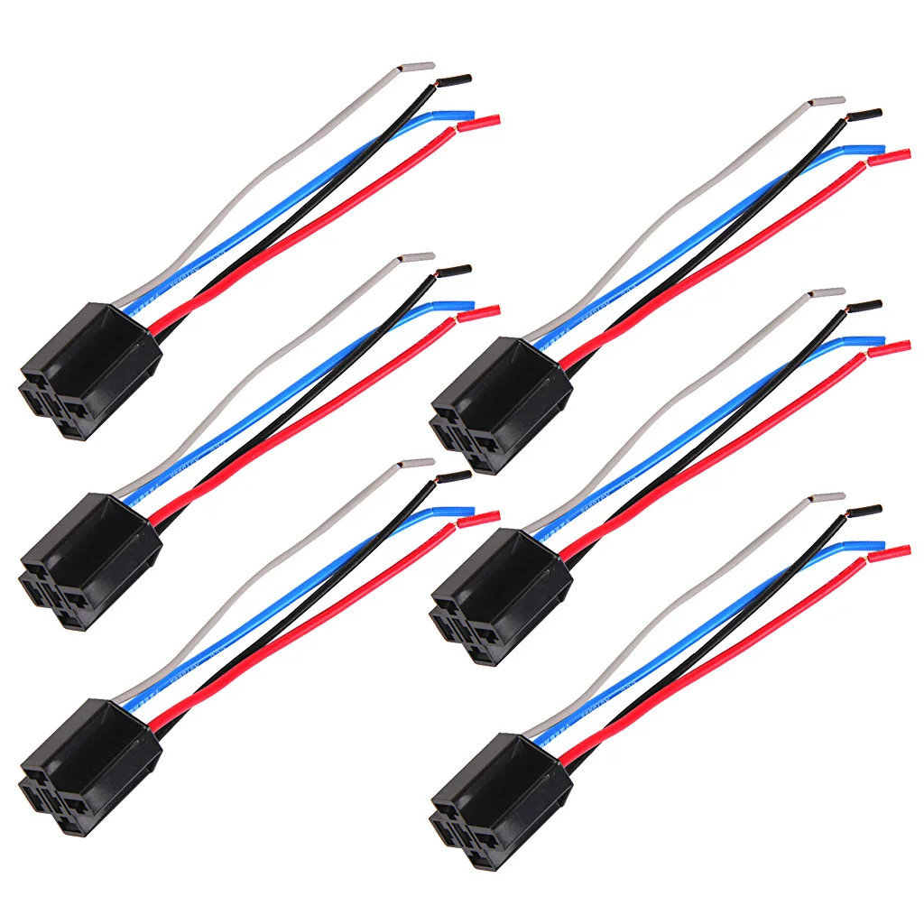 6 Car DC 12V 12 Volt DC 80A AMP Relay Cable Set Socket 4 Pins 4 Wires