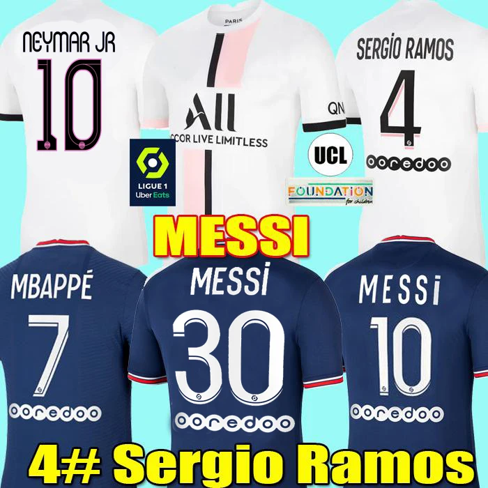 Messi 2021 2022 psg mtappe jersey kean sergio ramos neymar jr men&amp#39s football shirts + kids kit set |