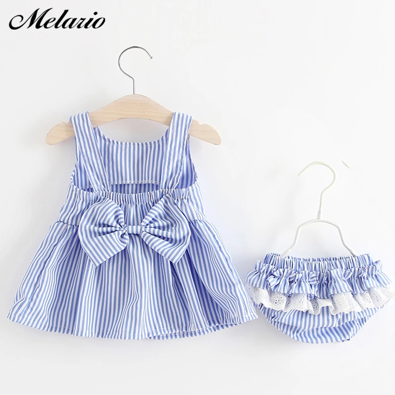 Melario Baby Clothing Sets 2021 Summer Sleeveless Dress Girls Three Piece Sets Short