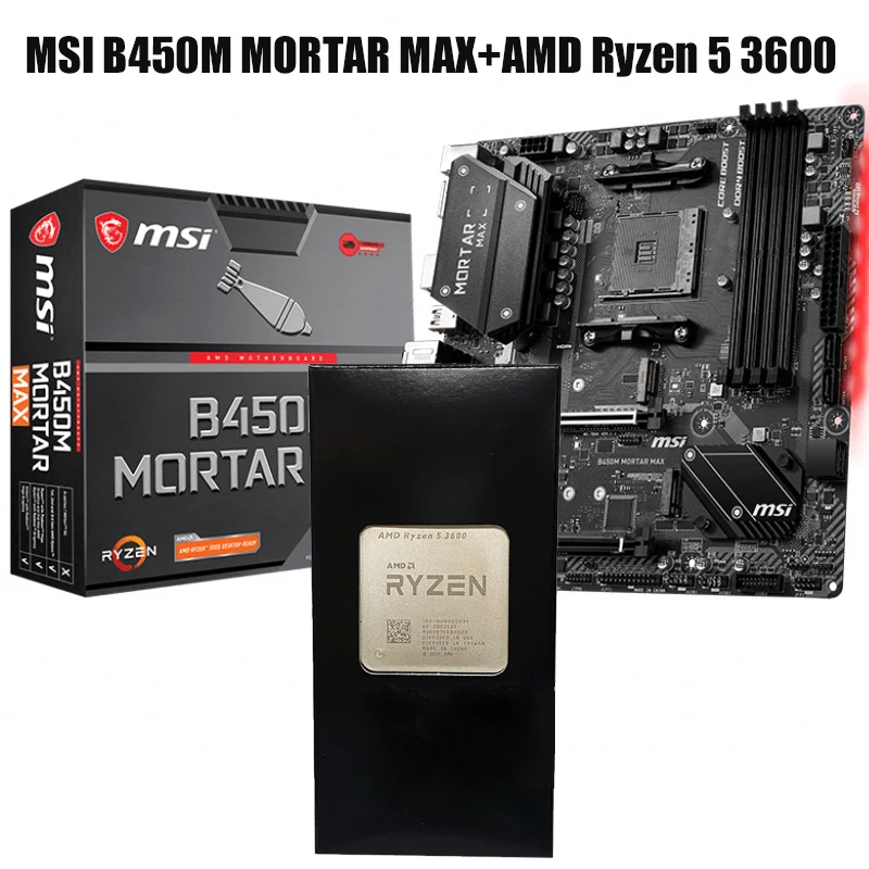 MSI B450M mortero MAX placa base + AMD Ryzen 5 3600 conjunto de procesador  para escritorio DIY _ - AliExpress Mobile
