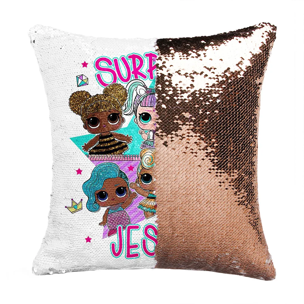 

LOL original Surprise Dolls figure Sequins Confetti Pillowcase lol dolls Cartoon Anime Indoor Sofa Sequins Pillow Cushion Cover