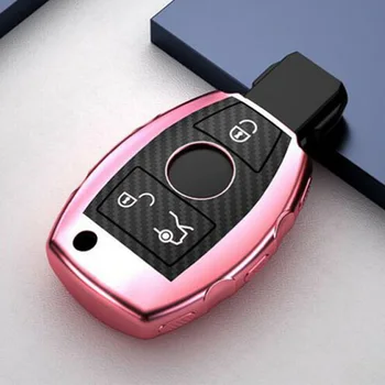 

1 Piece TPU Carbon Fiber Car Key Case Cover Stylish For Mercedes-Benz CLA CLS CLK GLK GLA GLC Key Shell Cover