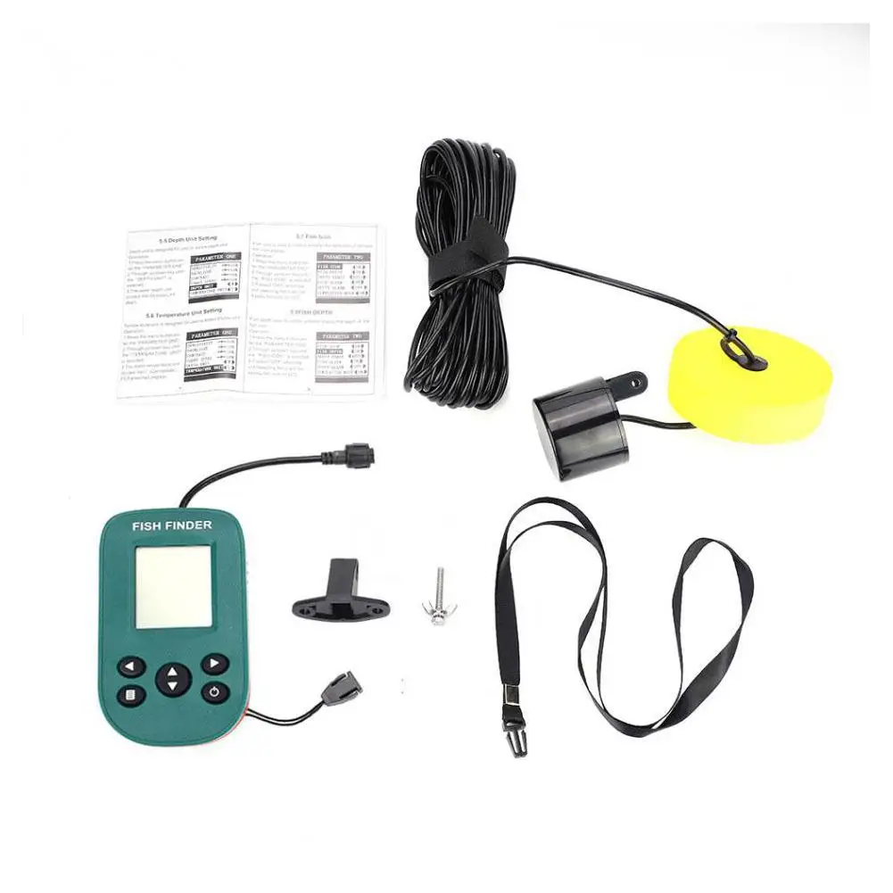 Fish Finder 100M High Definition LCD Sonar TL89E 200KHz Frequency Sonar Fish Finder 45 Degree Underwater Transducer
