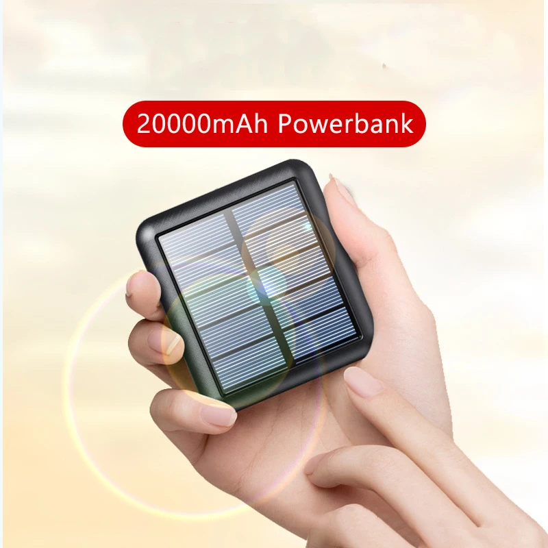 best powerbanks 20000mAh Mini Solar Power Bank For Xiaomi Mi iPhone 12 Samsung Powerbank Portable Solar Charger External Battery Pack Power Bank wireless power bank