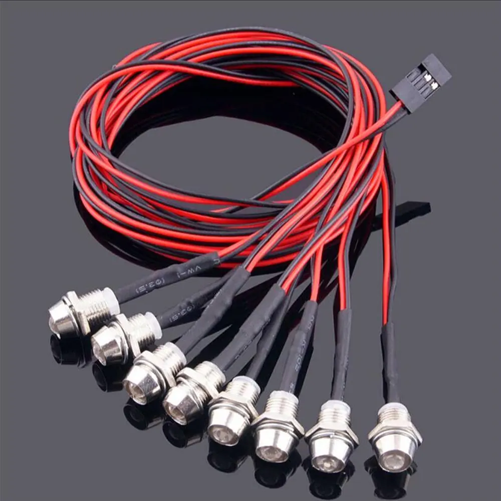 8 Pieces RC Car Accs LED Light Kit LED Lamp Headligth Headlamp for RC Traxxas HSP   Axial SCX10 D90 HPI Car Model