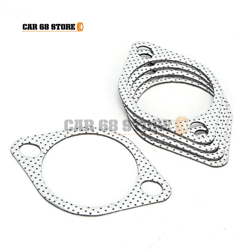 Car Exhaust Flange Gasket 5Pcs/Set 3 Inch Ceramic Exhaust Pipe Metal Gasket With Reinforced Ring 3in 76mm Downpipe Auto Parts
