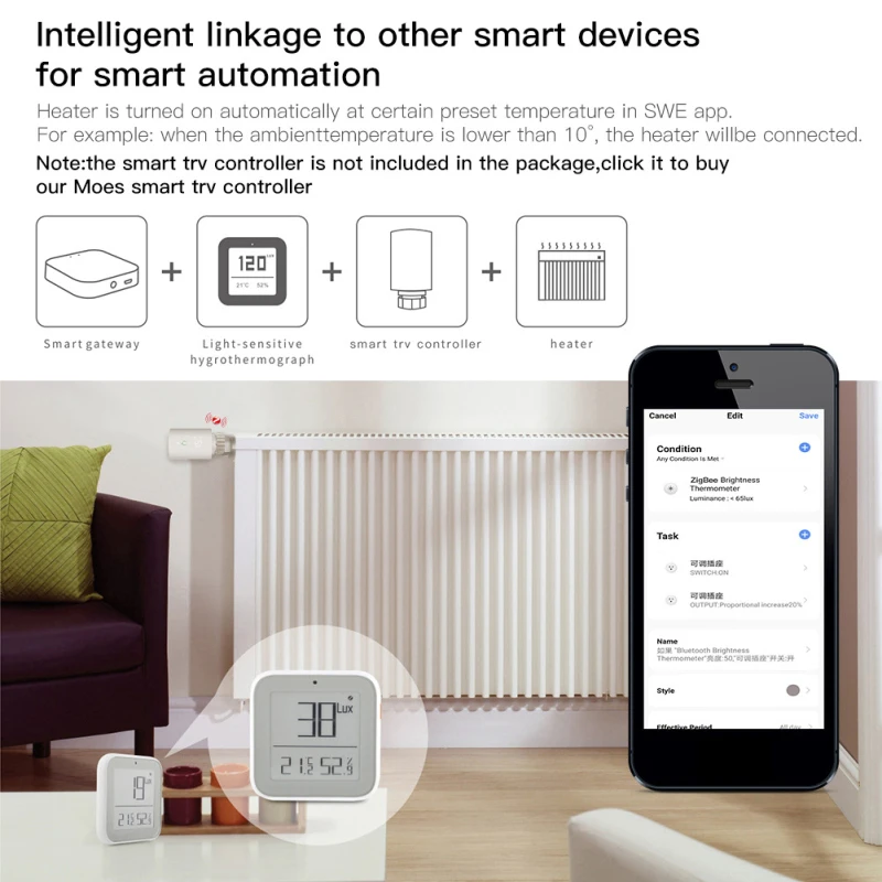 Temperatura e Sensor de Umidade com Tela Funciona com Vida Tuya Zigbee Wifi Casa Inteligente Led Suporte Vida App 14 Tuya zigbee wifi casa inteligente temperatura e
