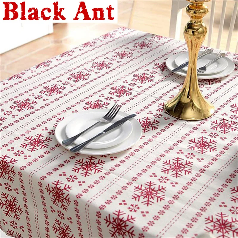 

Christmas Snowflakes Tablecloth Cotton Linen Table Cloth for Home Party Banquet Dining room Washable Table Cover Customize X835F