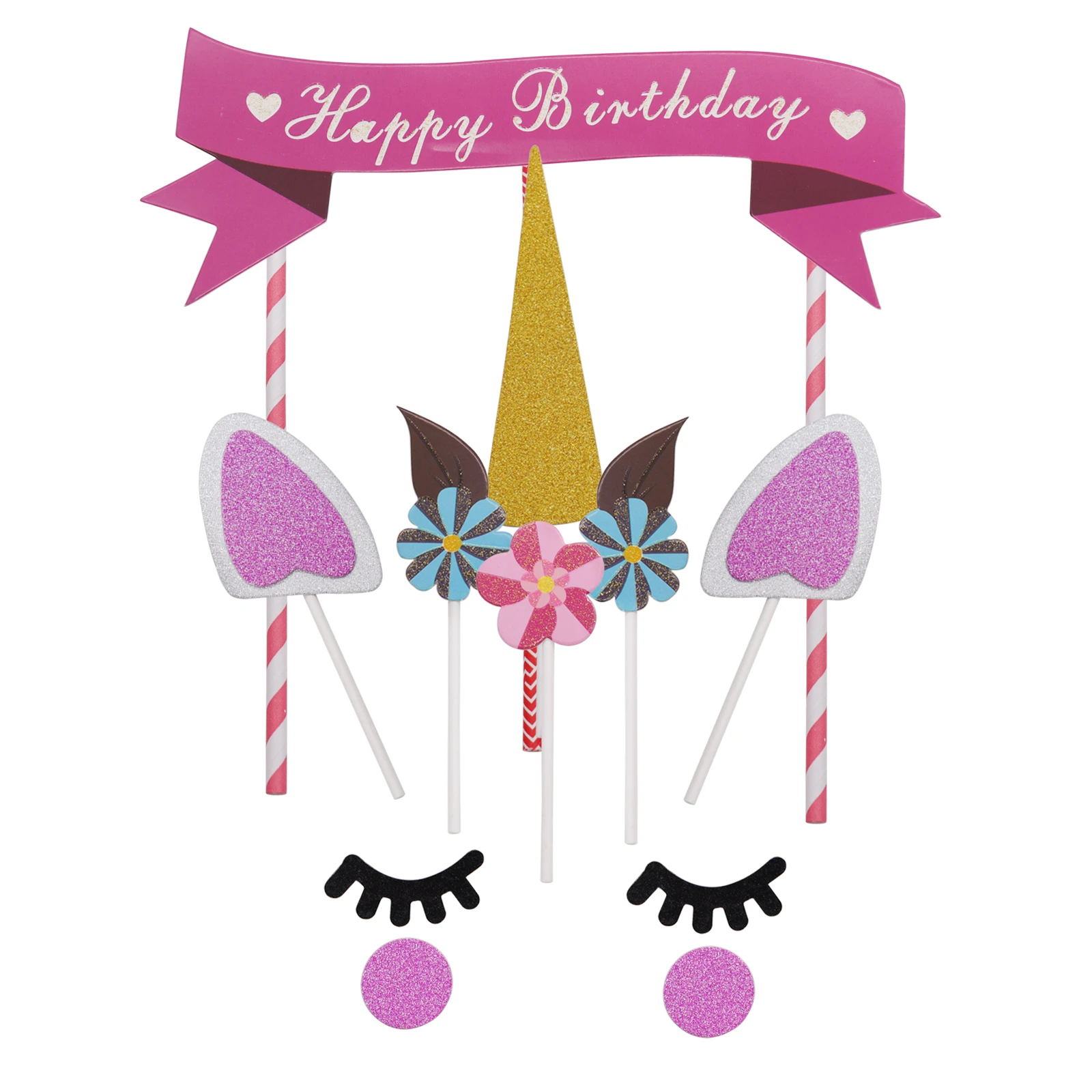 Decoration De Gateau En Forme De Licorne Pour Anniversaire 1 Ensemble Decoration De Cupcake Rose Drapeau De Fete D Anniversaire Fournitures De Decoration De Fete Prenatale Aliexpress