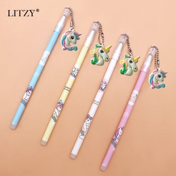 

4 Pcs/Lot Unicorn Pendant Erasable Pen Refill Set Erasable Washable Handle Erasable Magic Gel Pens for School Writing Stationery