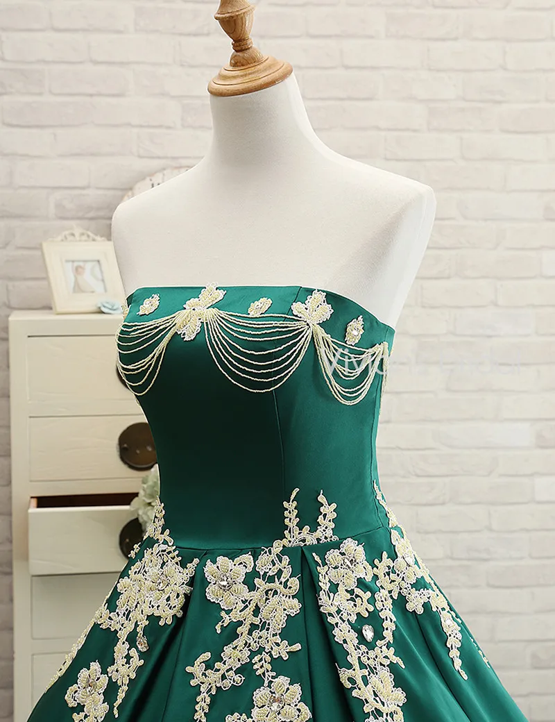 Vestidos de novia, свадебное зеленое без бретелек с открытыми плечами, расшитое бисером вечернее платье с кружевной аппликацией, бальное платье, платья для матери невесты