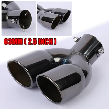 

Exterior Car Exhaust Pipe Wear resistant Trim Molding Replacement Accessory Muffler Tail Dual Stainless steel Black
