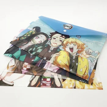

Anime Demon Slayer Button Bag A4 Document Bag Cartoon Test Paper Storage Bag Student Information Bag School Office Stationery