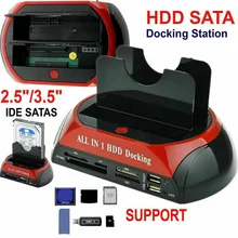 Все в одном Dual Bay 2,5 дюймов 3,5 дюймов HDD док-станция SATA USB 2,0 для IDE SATA жесткий диск OTB клонирование док-станция с кардридером