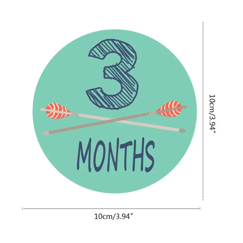 

12 Pcs/set 1-12 Month Sticker Baby Photography Milestone Memorial Monthly Newborn Kids Commemorative Card Number Photo Props