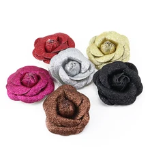 5 шт. 60*60*25 мм джинсовая ткань блестящая кожа цветок аксессуары, материалы для ручных поделок для ручной работы, 5Yc2401