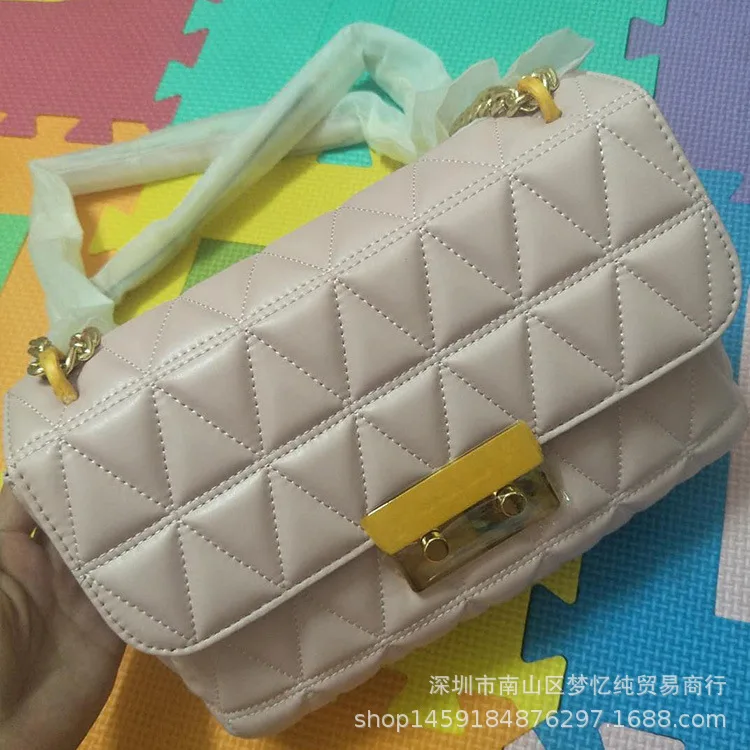 

2018 New Style Edge Lattice Embroidery Sheepskin Cool Fashion Korean Wave Europe And America-Style Practical Bag with Chain