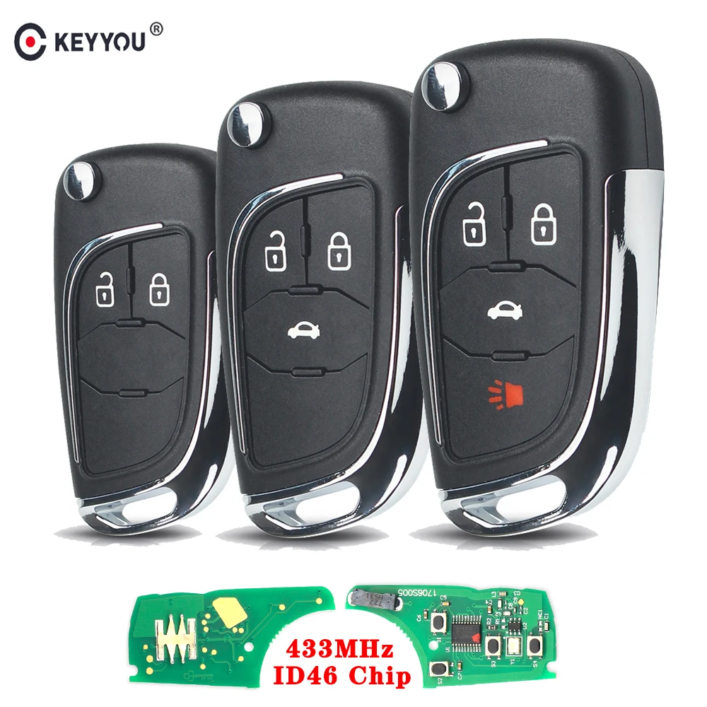 Ключ дистанционного управления KEYYOU 433 МГц для Chevrolet Cruze Malibu Aveo 2/3/4BTN ключ HU100 чип