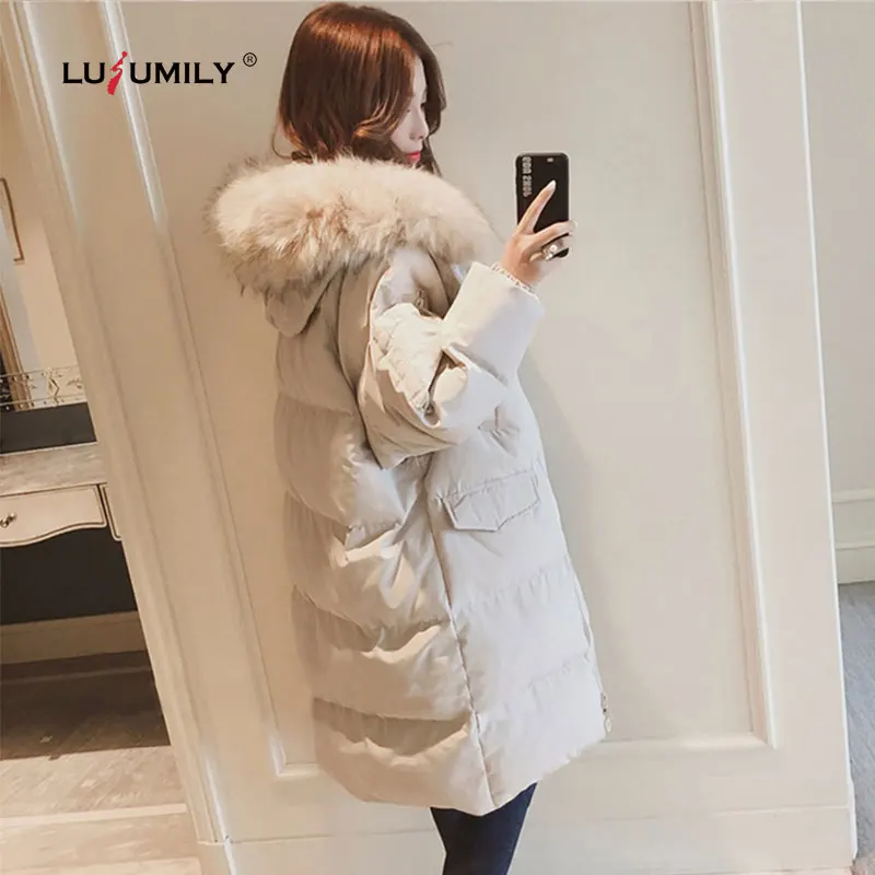 

Lusumily Cotton Padded Jacket Female Winter Bread Down Jackets Korean Long Parkas Warm Loose Bf Cotton Coat Outwear