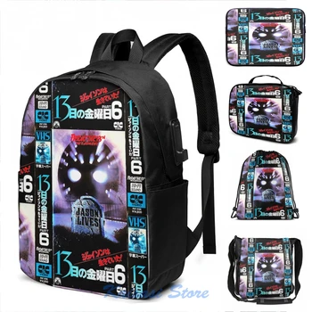 

Friday the 13th Part VI Jason Lives Japanese VHS USB Charge Backpack men School bags Women bag Travel laptop bag