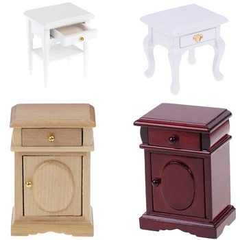 

Four Styles Doll House Bedside Cupboard Dolls Mini Furniture Modern Night Table 1:12 Scale Dollhouse Wooden Miniature