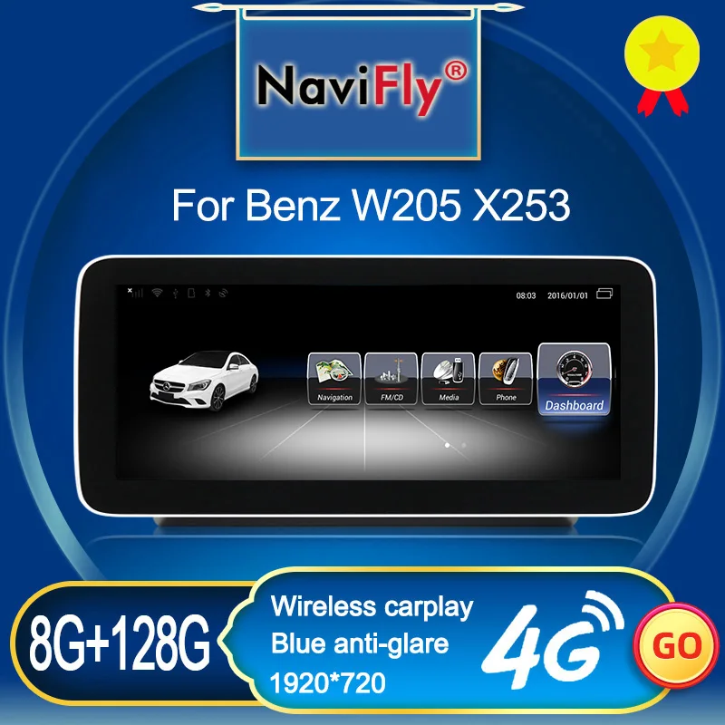 NaviFly 8GB For Benz C-Class W205/GLC-Class X253/V-Class W446 2015-2018 NTG 5 Android Car Multimedia Video Player Navigation GPS |
