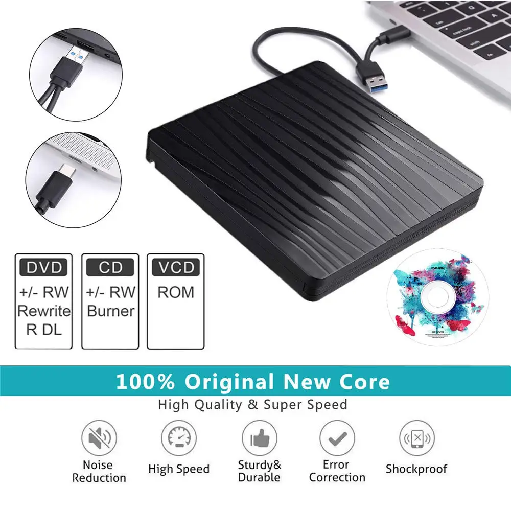 Тип C USB 3,0 DVD привод DVD RW горелка Писатель Rewriter CD rom ридер плеер Внешний привод для портативных ПК Windows Mac OS