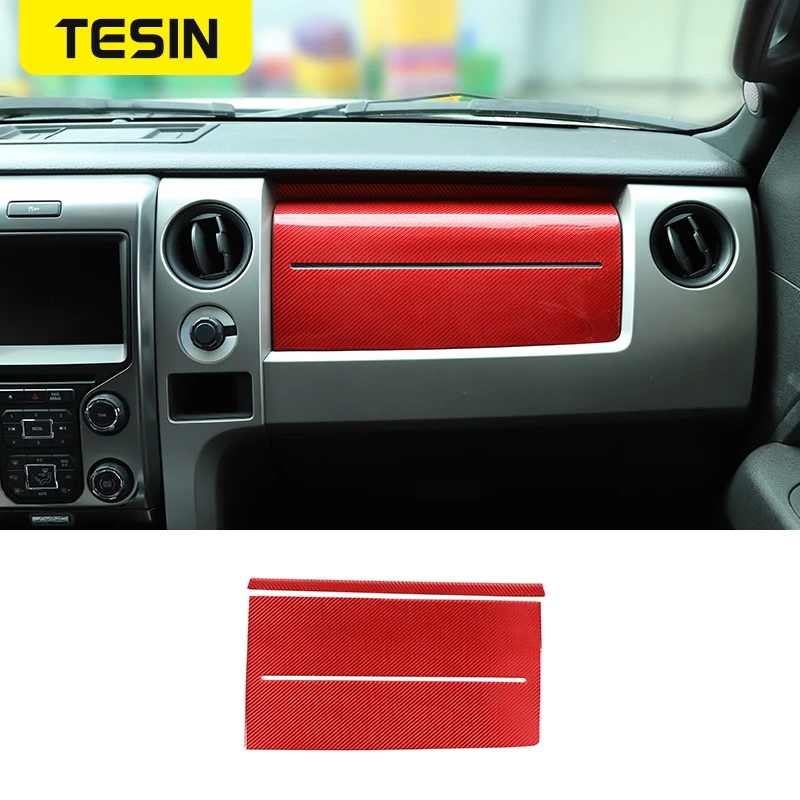 

TESIN Carbon Fiber Car Co-pilot Airbags Panel Dashboard Decoration Cover Stickers for Ford F150 Raptor 2009-2014 Accessories