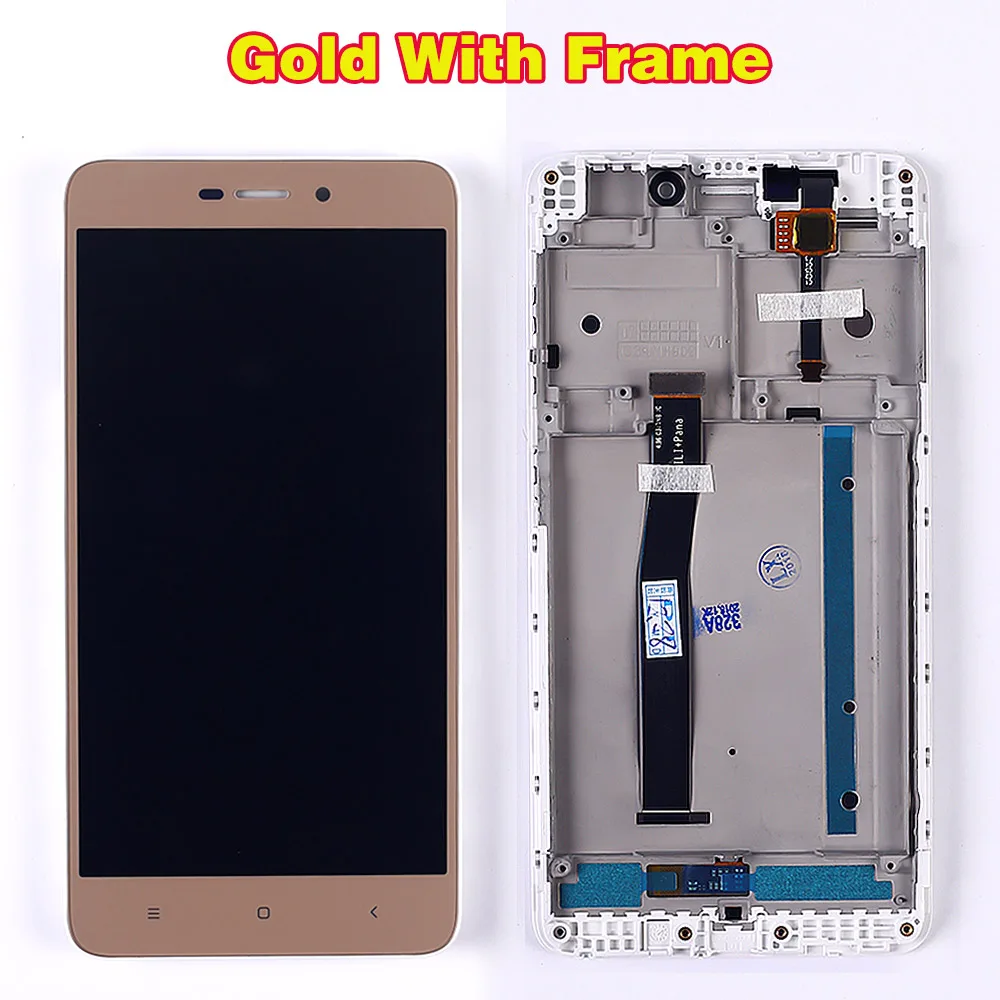 Gold with Frame Протестированный ЖК-дисплей для Xiaomi Redmi 4A 5,0 дюймов сенсорный экран 1280*720 дигитайзер сборка рамка с бесплатным закаленным стеклом - Цвет: Gold with Frame