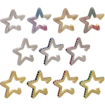 

HECHENG 1pc CZ star earrings wholesale rainbow colorful ear clip for women and girls gift accessories jewelry VE162