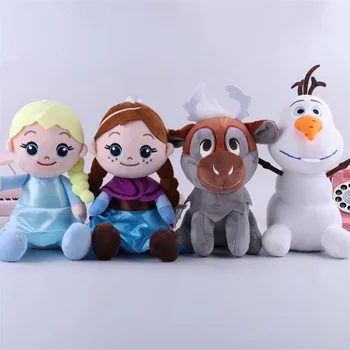 

4pcs/set Cartoon Baby Snow Queen Princess Elsa Anna Plush Toy Sven Snowman Olaf Kristoff Anime Doll Children Gift