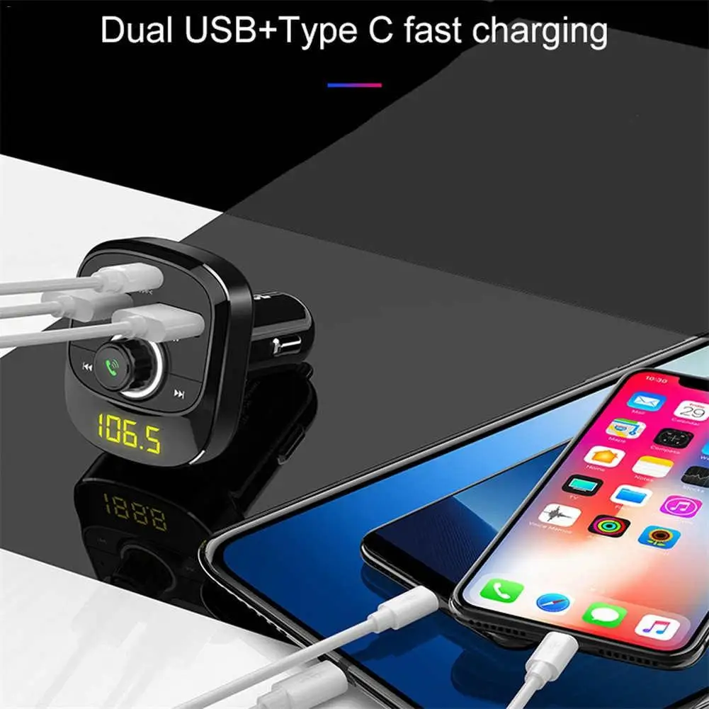 Автомобильный MP3-плеер Bluetooth fm-передатчик комплект Hands-Free 3.1A Dual USB Автомобильное зарядное устройство type-c автомобильный музыкальный mp3 автомобиль