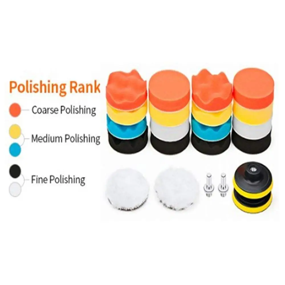 

22pcs 3 inches Polishing Buffer Pads Buffing Pads Set Waxing Sealing Glaze Sponge Drill Adapter Kit
