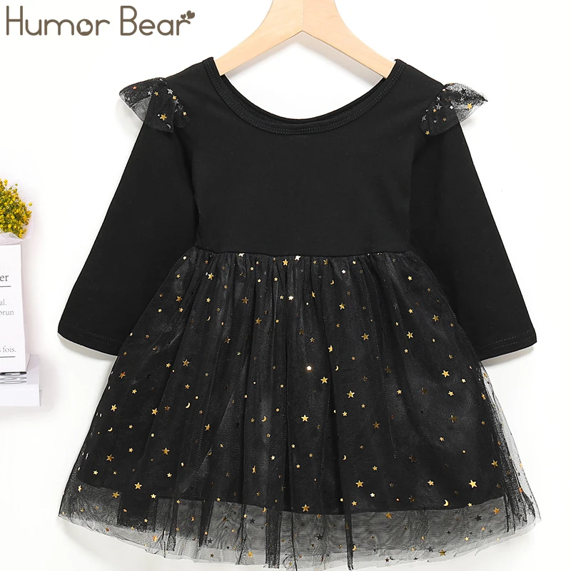 Humor Bear/ г.; платье для девочек; сезон осень; Брендовое детское платье; кружевные вечерние платья принцессы с длинными рукавами и звездами для маленьких девочек