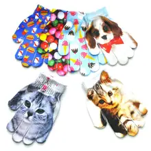 Детские перчатки с 3D-принтом для девочек и мальчиков; забавные перчатки с пальцами; Детские Зимние теплые варежки; детские варежки с рисунком; От 7 до 11 лет